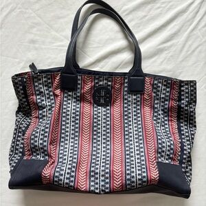 Tory Burch navy and red pattered bag